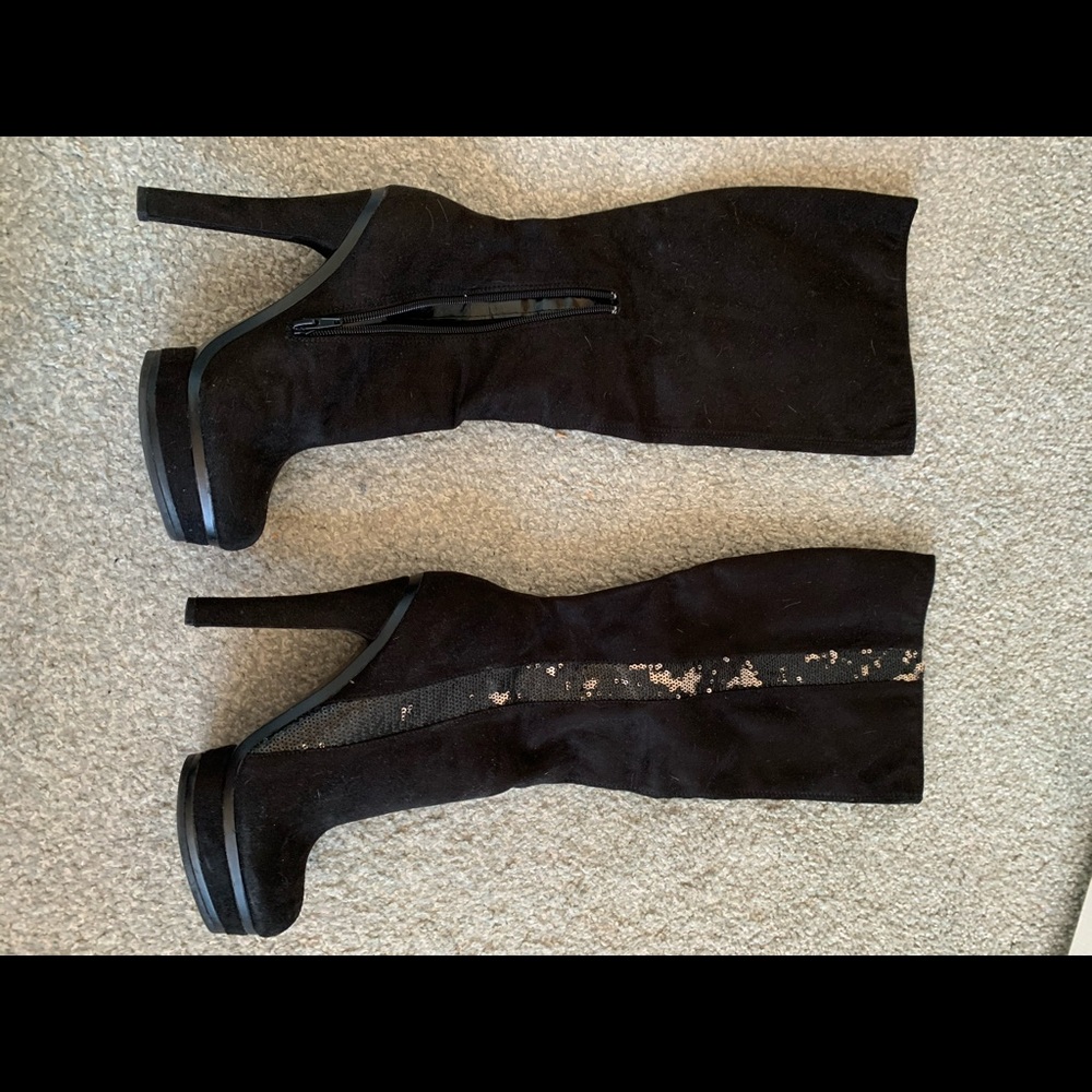 Jenifer Lopez platform high heel boots with sequin